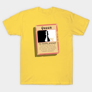 The Stealthy Strategist Chess Queen Trading Card T-Shirt